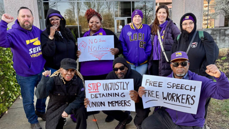 Sindicatos de EE.UU. protestan en defensa de los inmigrantes detenidos por agentes federales de inmigración vestidos de civil