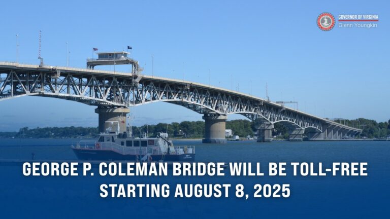 Eliminan Peaje en el Puente George P. Coleman entre los Condados de York y Gloucester, de Virginia