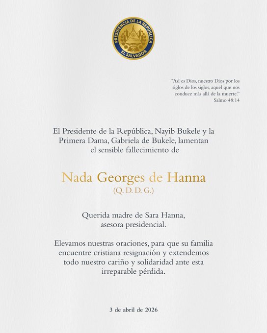 Presidente Bukele envía condolencias a su asesora venezolana por el fallecimiento de su madre